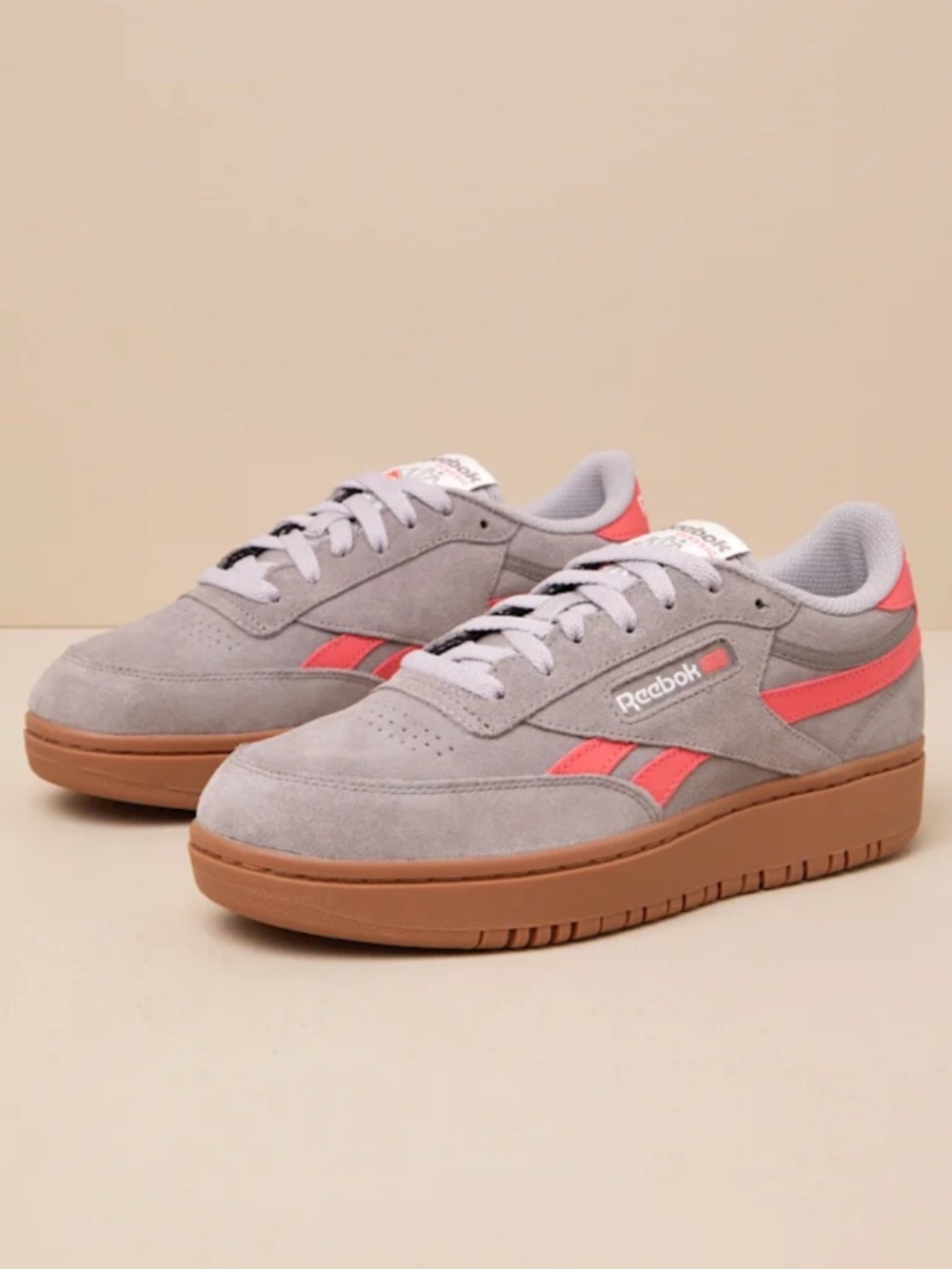 NWOT Reebok Women's Club C Double Revenge Sneakers Size 7.5 in Grey/Coral/Gum